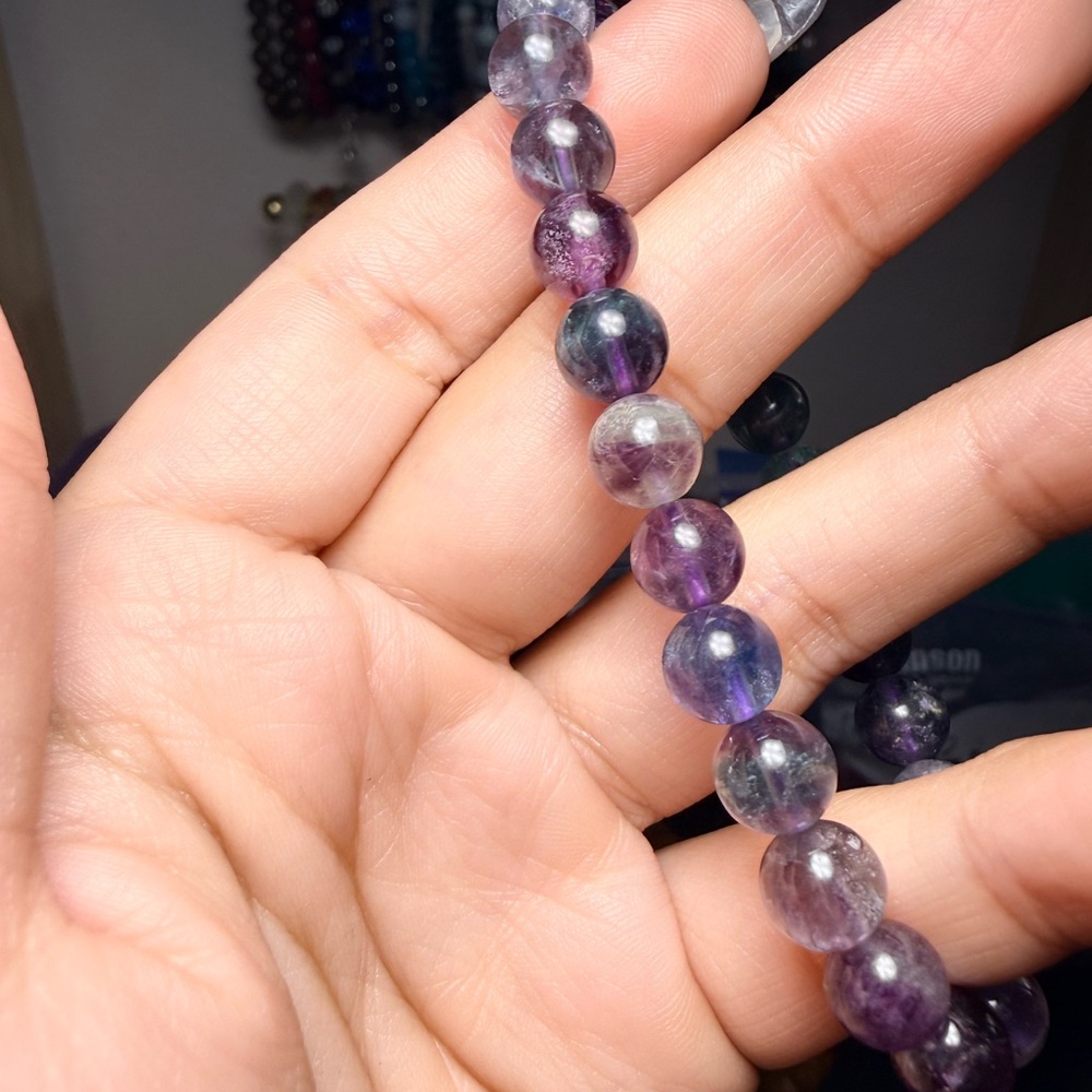 Fluorite Bracelet | 8mm Beads | Stretch Bracelet - Picture 3 of 3